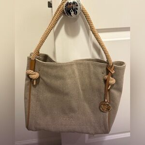 Michael Kors Beige Canvas Tote with Rope Handles